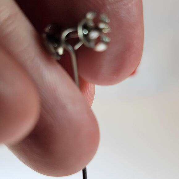 Vintage Red Bead Dangle Earrings – Floral Metal Back with Long Hook Design - Picture 7 of 10